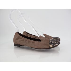 AGL Womens Ballet Flat Women's Size 37 7 Brown Snake Print Leather Slip On Shoes